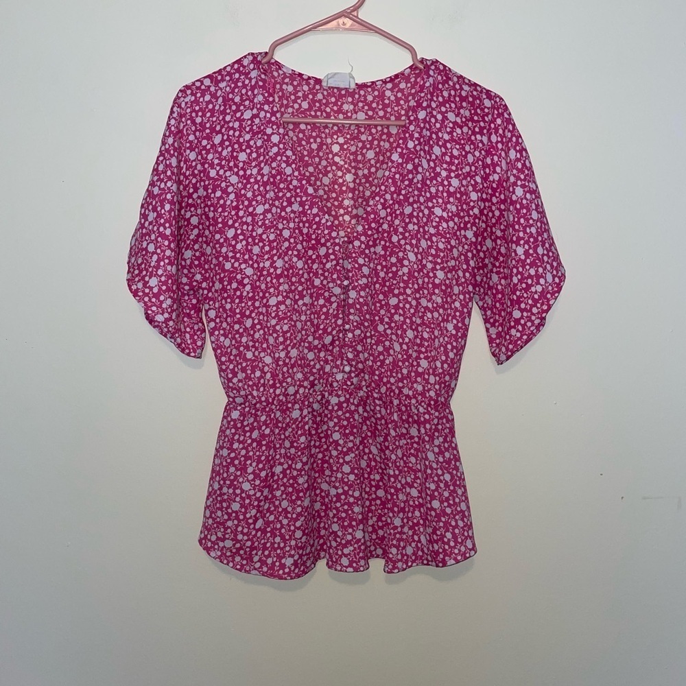 Women’s Pink Floral Peplum Blouse